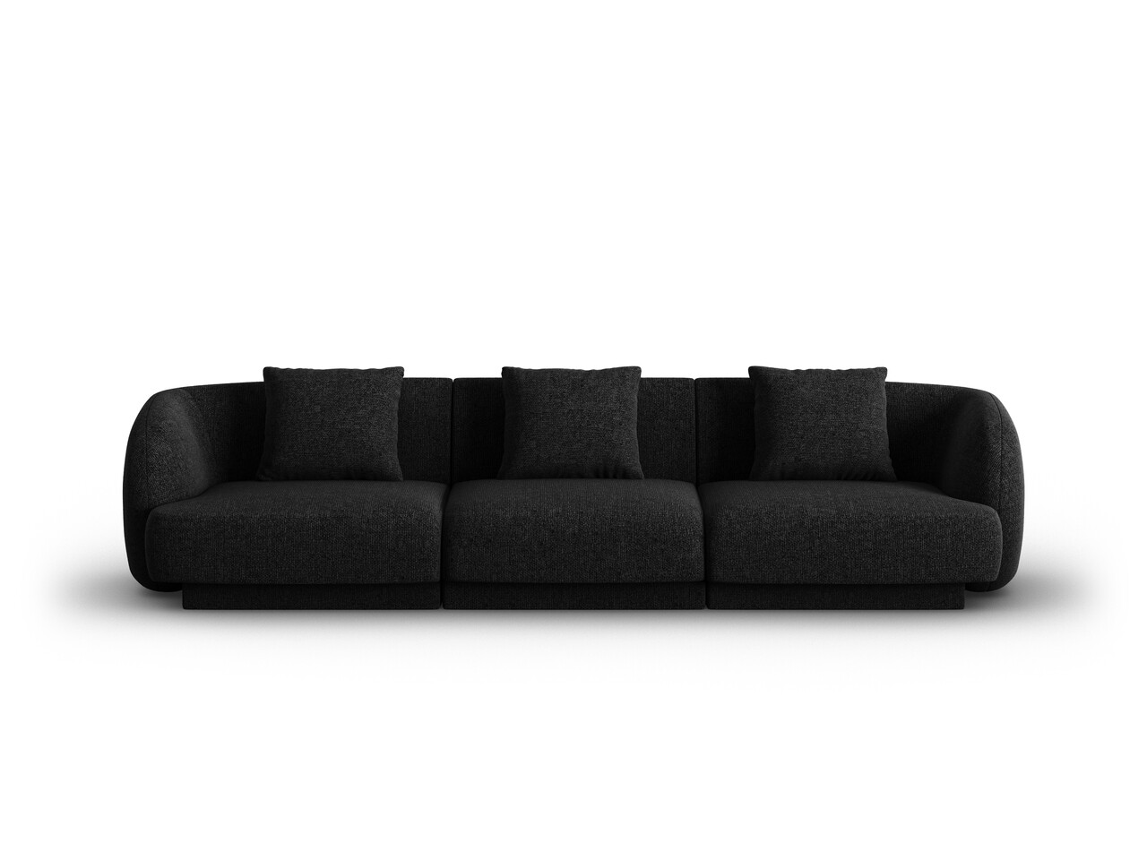 Canapea 3 locuri, Tulum, Cosmopolitan Design, 255x90x70 cm, tesatura chenille, negru - imagine 6